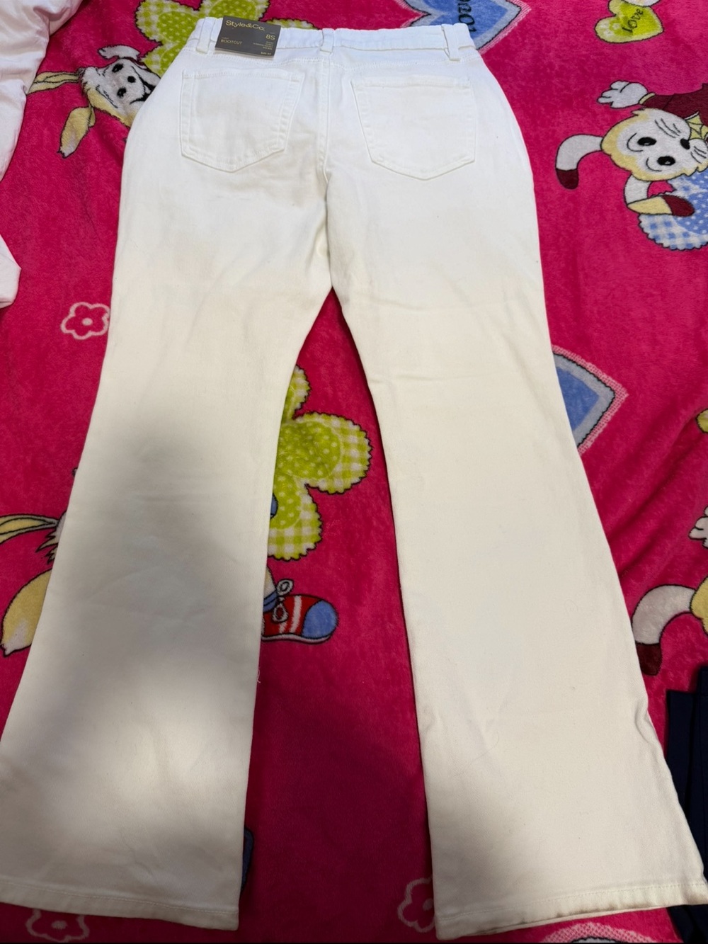 NWT Style & Co Curvy Bootcut White Jeans Mid Rise Slimming Pocket